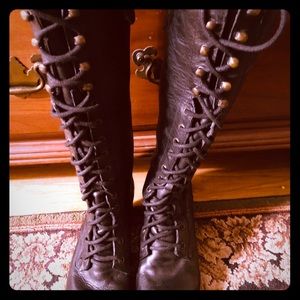 Free Bird Tall Lace Up Black Boots